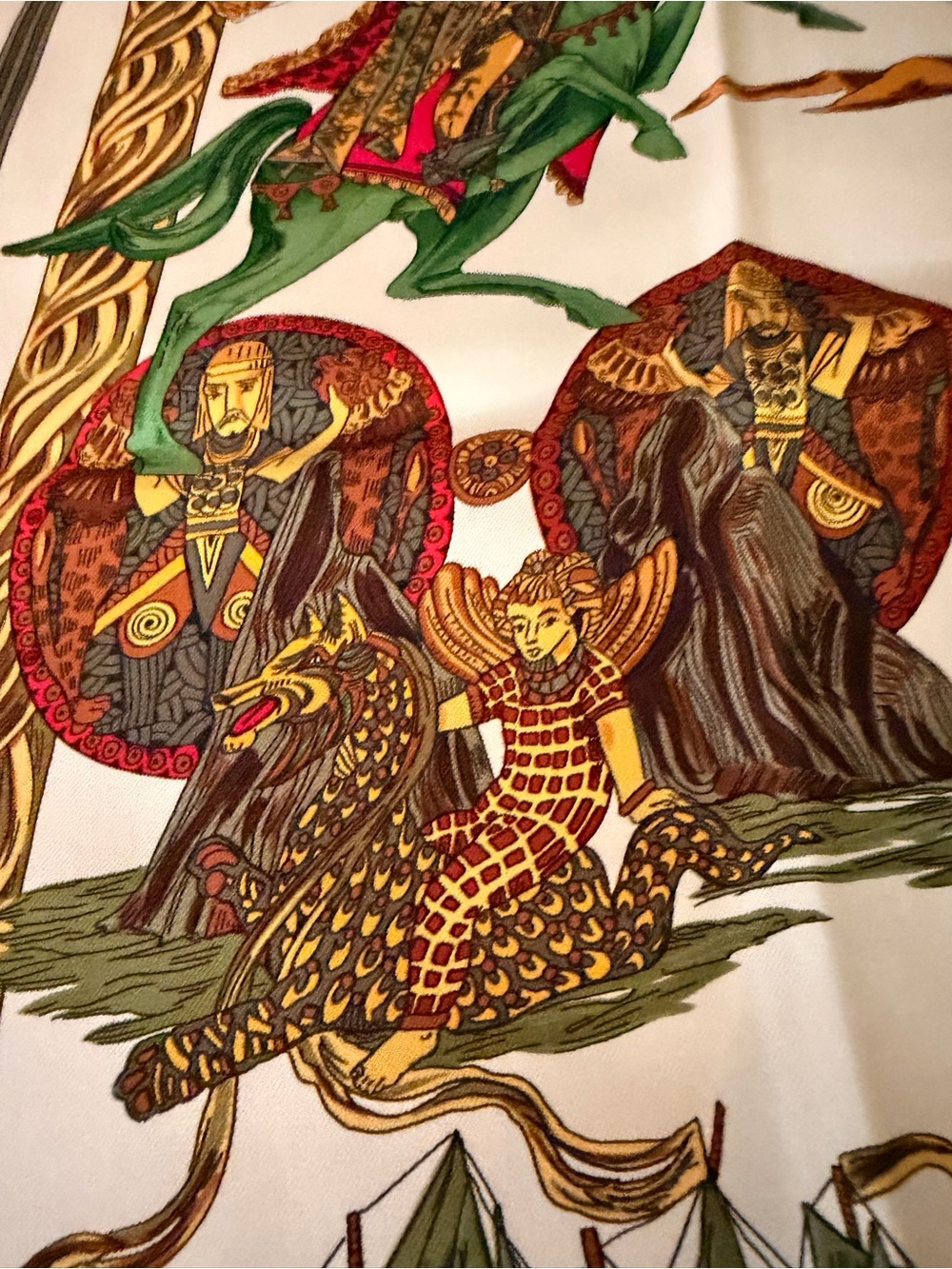 Hermes Scarf in Light Blue and White - Picture 9 of 15